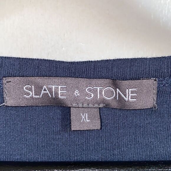 SLATE & STONE Navy Ribbed Long Sleeve TShirt-XL - Picture 8 of 9